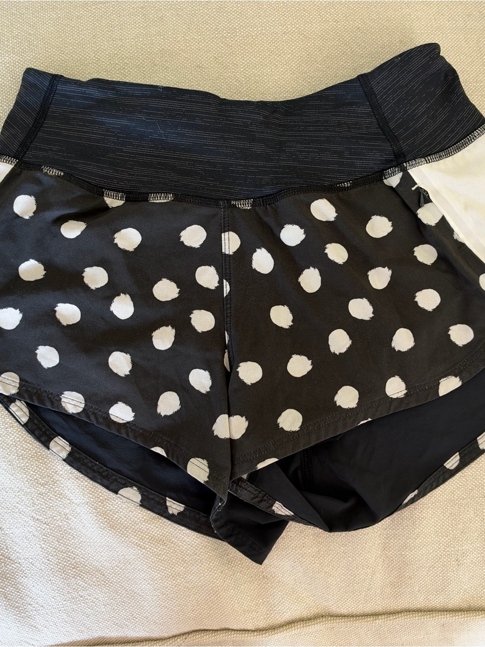 Outdoor Voices Black Shorts with White Polka Dots
